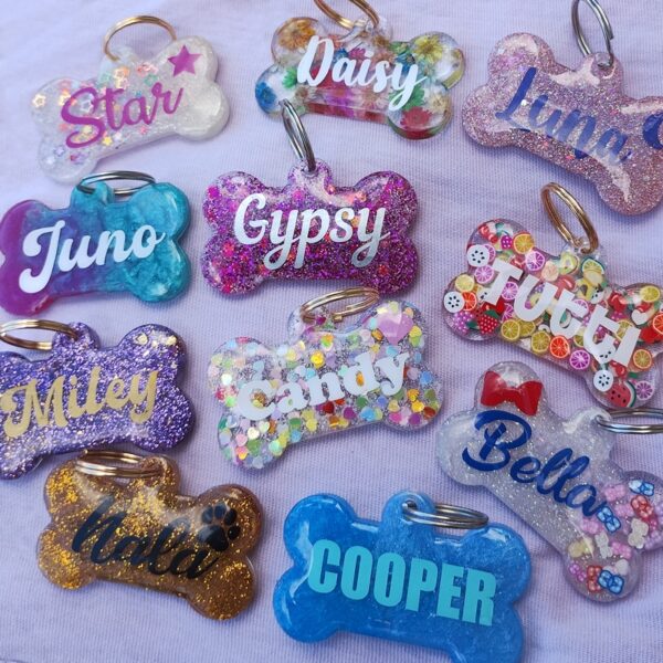 Custom Resin Pet ID Tag - Dog Bone Shaped