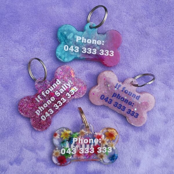 Custom Resin Pet ID Tag - Dog Bone Shaped - Image 3