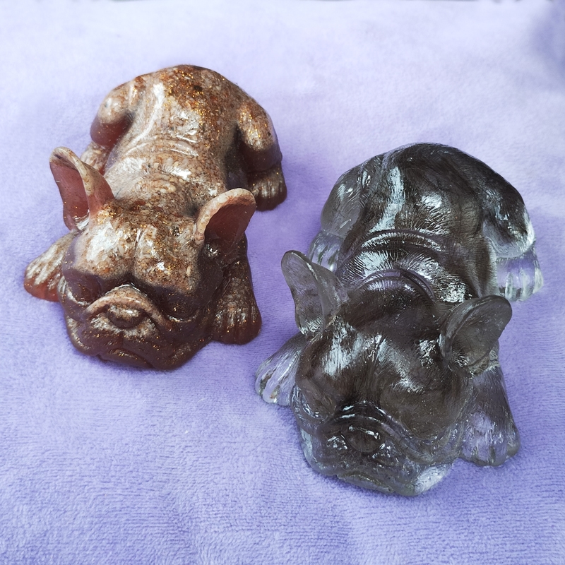 Custom Resin Pet Memorial Textured Sleeping French Bulldog Dog Statue