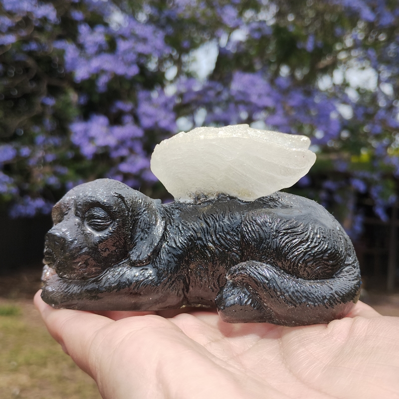 Custom Resin Pet Memorial Angel Dog With Wings Statue Keepsake