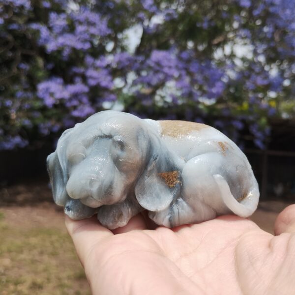 Custom Resin Pet Dog Memorial Statue Ashes Fur Keepsake - Sleeping Dog