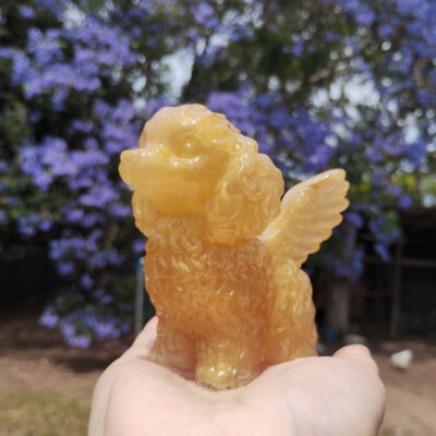 Custom Resin Pet Memorial Sitting Angel Poodle Dog Statue Figurine