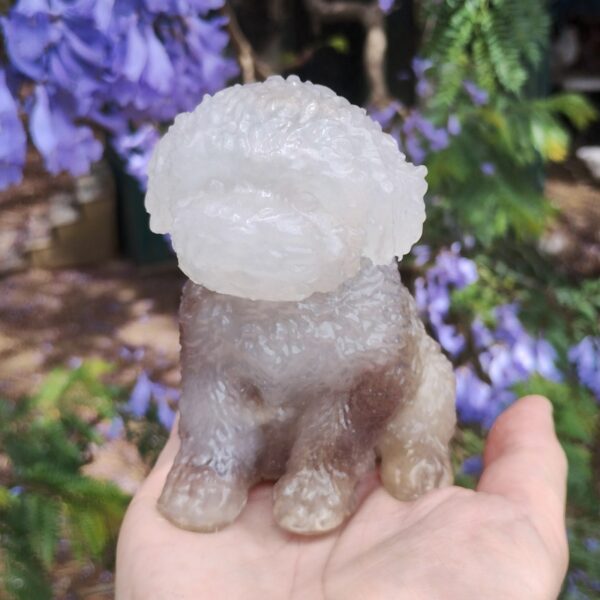 Custom Resin Pet Dog Memorial Statue Ashes Fur Keepsake - Fluffy Cavoodle Poodle (2 Sizes)
