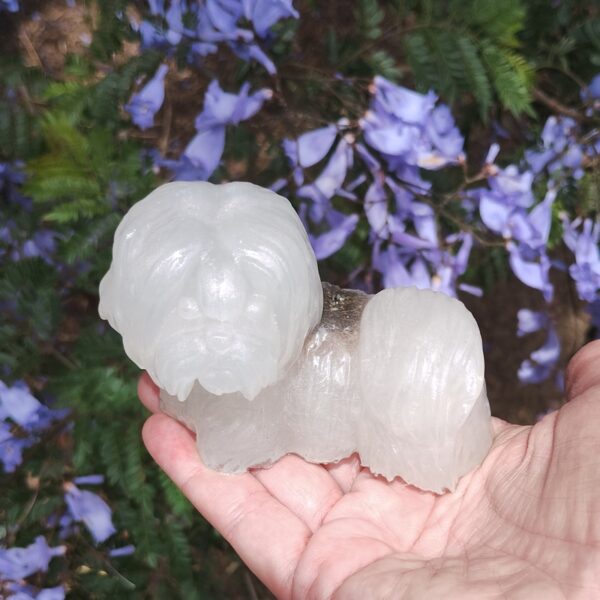 Custom Resin Pet Dog Memorial Statue Ashes Fur Keepsake - Long Hair Maltese Shih Tzu