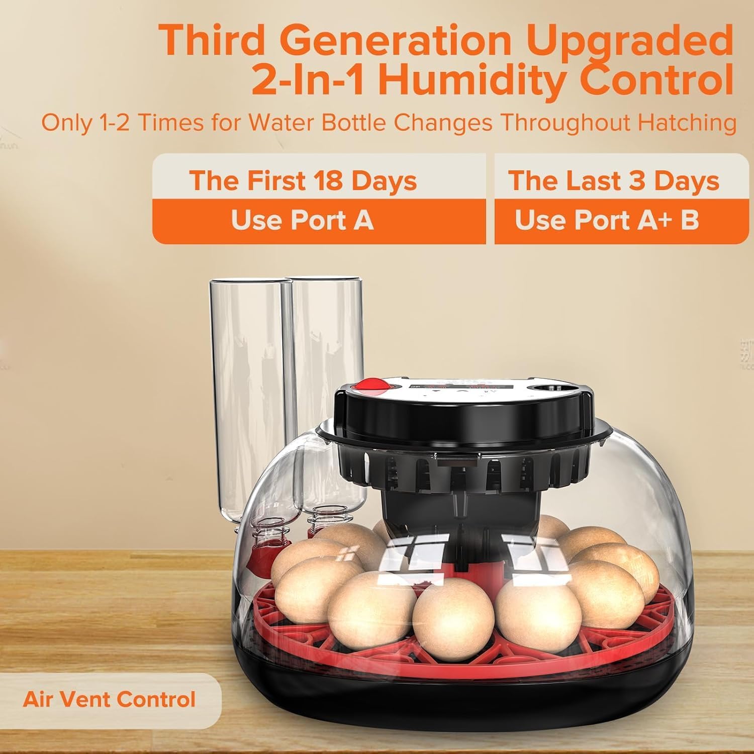 Automatic 12 Egg Incubator - Auto Water System, Humidity Control & Egg Candler - Image 3