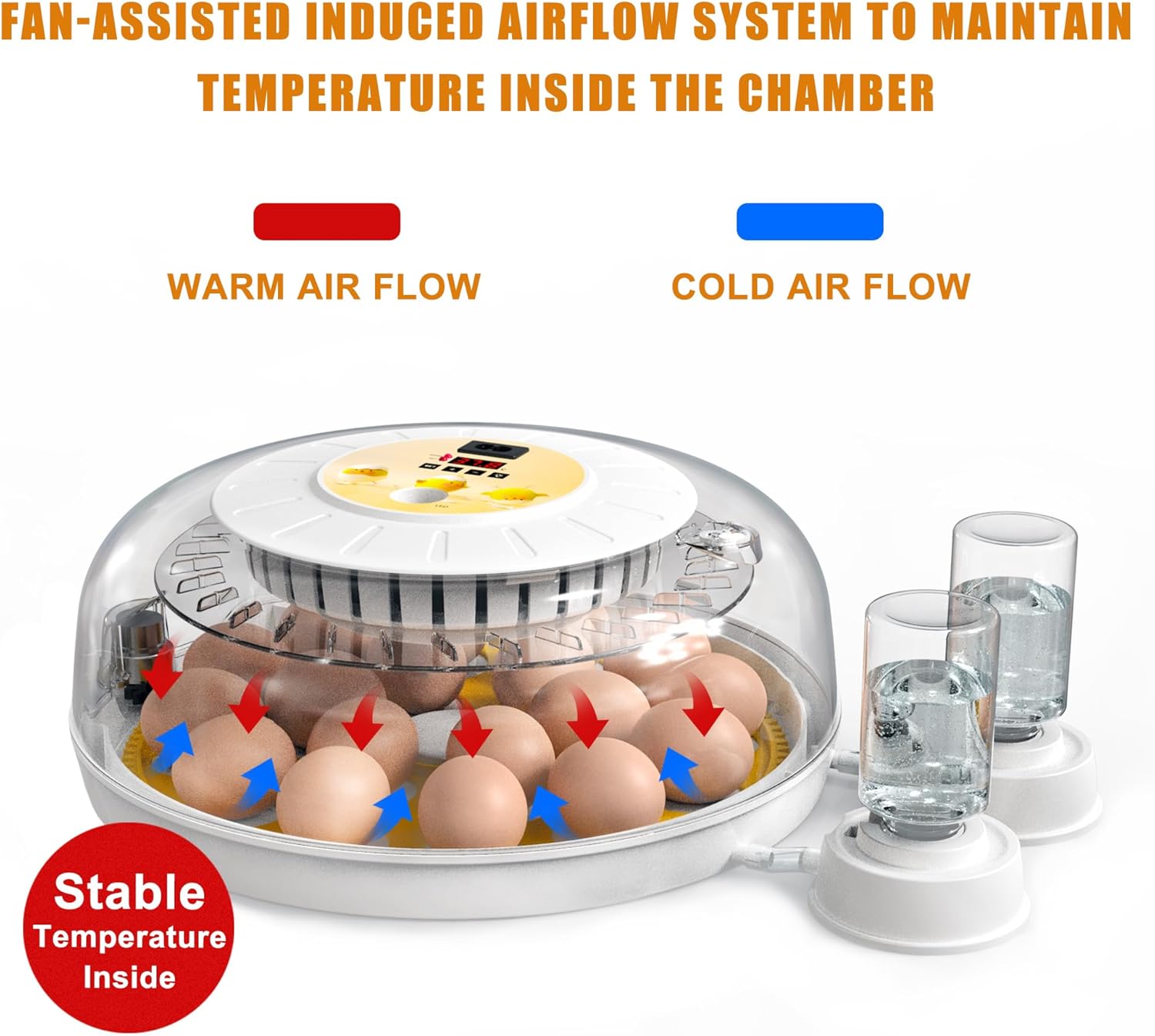 Automatic 18 Egg Incubator - Auto Water System, Humidity Control & Egg Candler - Image 3