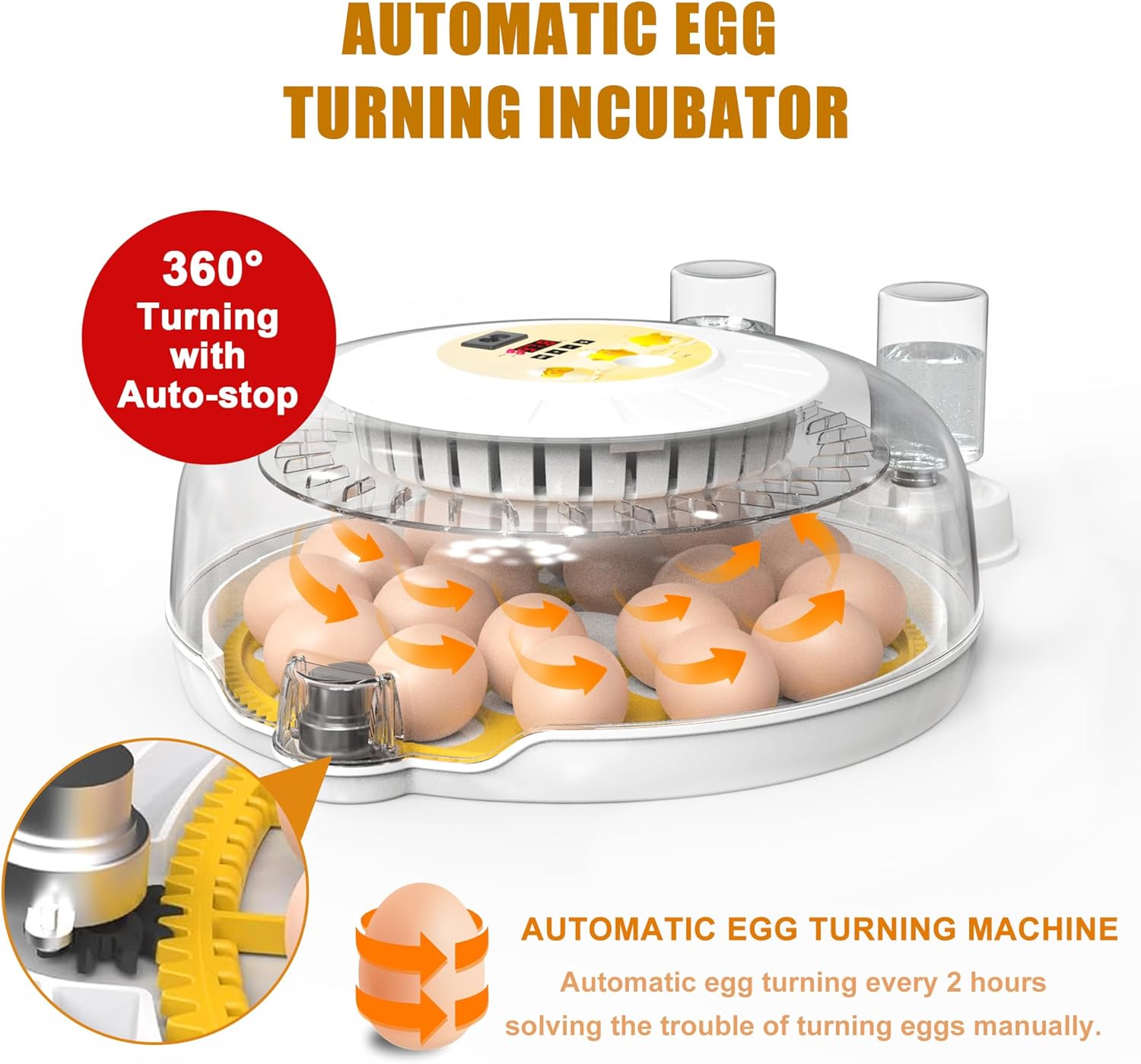 Automatic 18 Egg Incubator - Auto Water System, Humidity Control & Egg Candler - Image 5