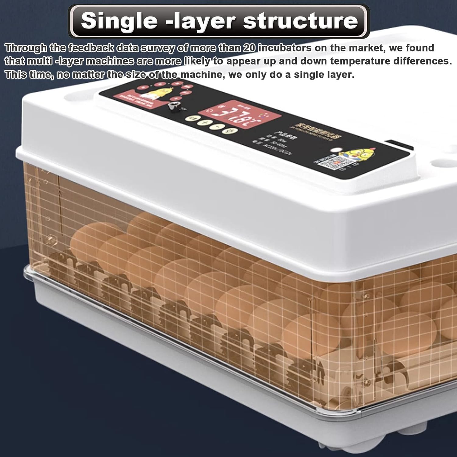 Automatic 70 Egg Incubator - Auto Water System, Humidity Control & Egg Candler - Image 4